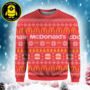 McDonald’s Burger Frech Fires Chicken Fries Fast Food 2025 Ugly Christmas Sweater Gift For Holiday