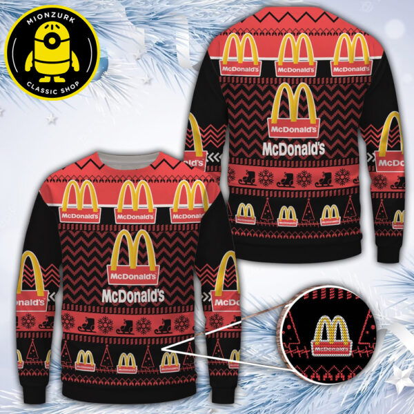 McDonald’s Logo Uniform Fast Food Ugly Christmas Sweater Gift For Holiday
