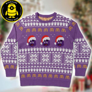 McDonald’s X Purple Grimace Holiday Knit Xmas 2025 Holiday Gift Ugly Christmas Sweater