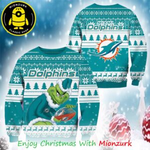 Miami Dolphins Football Grinch NFL 2025 Ugly Sweater