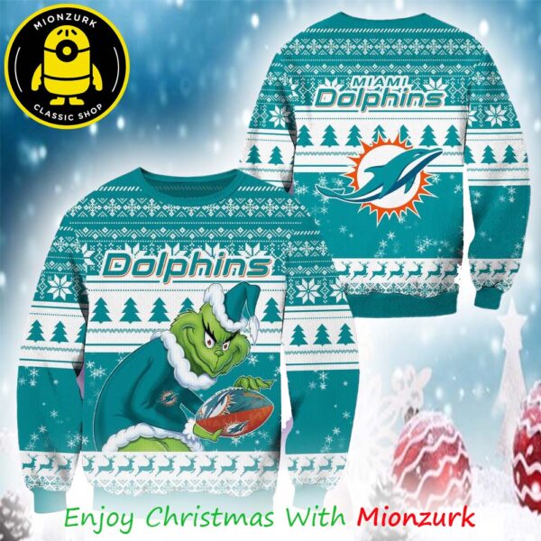 Miami Dolphins Football Grinch NFL 2025 Ugly Sweater
