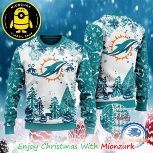 Miami Dolphins Logo Football Team NFL Special Xmas Tree 2025 Ugly Sweater