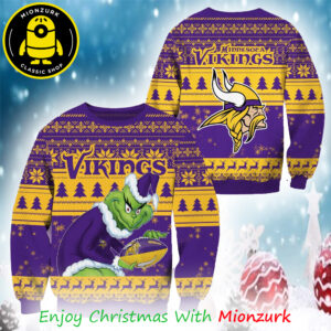 Minnesota Vikings Football Grinch NFL Christmas 2025 Ugly Sweater