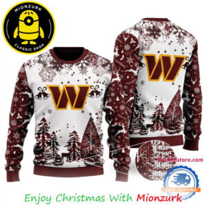 NFL Washington Commanders Logo Football Team Special Xmas Tree Christmas 2025 Ugly Sweater