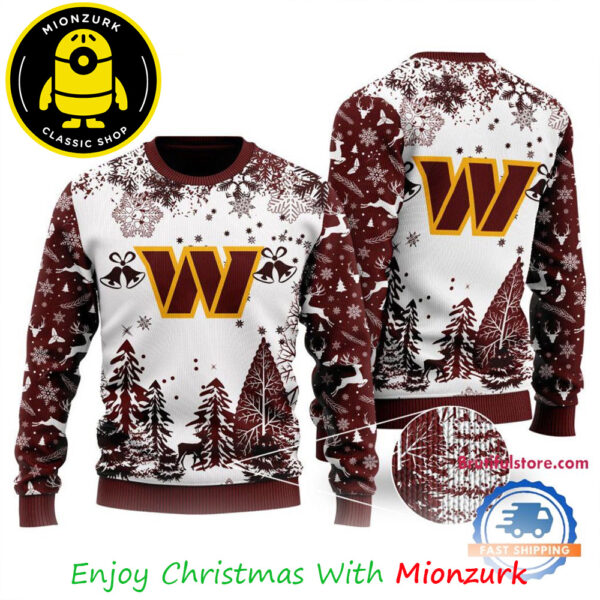 NFL Washington Commanders Logo Football Team Special Xmas Tree Christmas 2025 Ugly Sweater