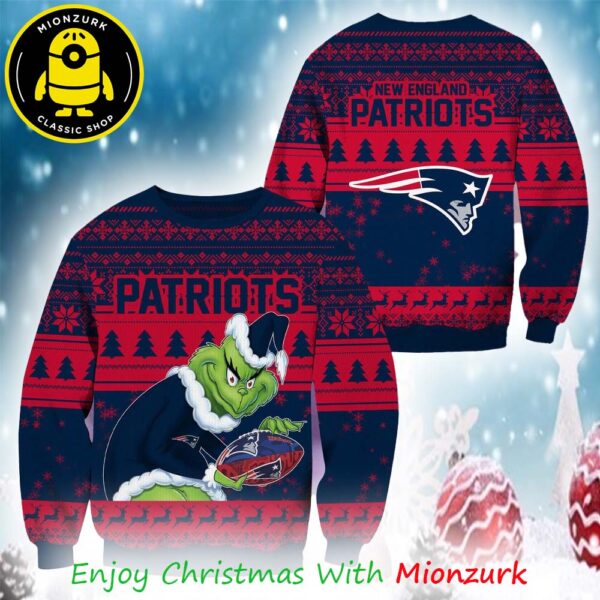 New England Patriots Football Grinch Christmas NFL 2025 Xmas Ugly Sweater