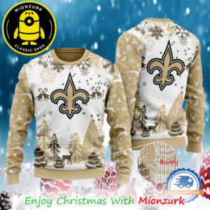 New Orleans Saints Logo Football Team NFL Special Xmas Tree 2025 Christmas Ugly Sweater