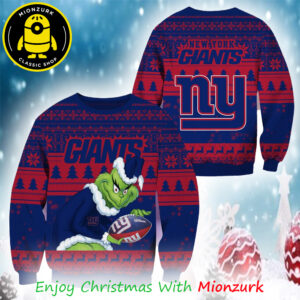 New York Giants Football Grinch Christmas 2025 Ugly Sweater