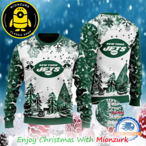 New York Jets Logo Football Team NFL Special Xmas Tree 2025 Ugly Christmas Sweater