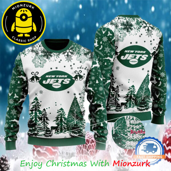 New York Jets Logo Football Team NFL Special Xmas Tree 2025 Ugly Christmas Sweater