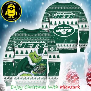 New York Jets NFL Football Grinch Christmas 2025 Ugly Sweater Gift For Fan