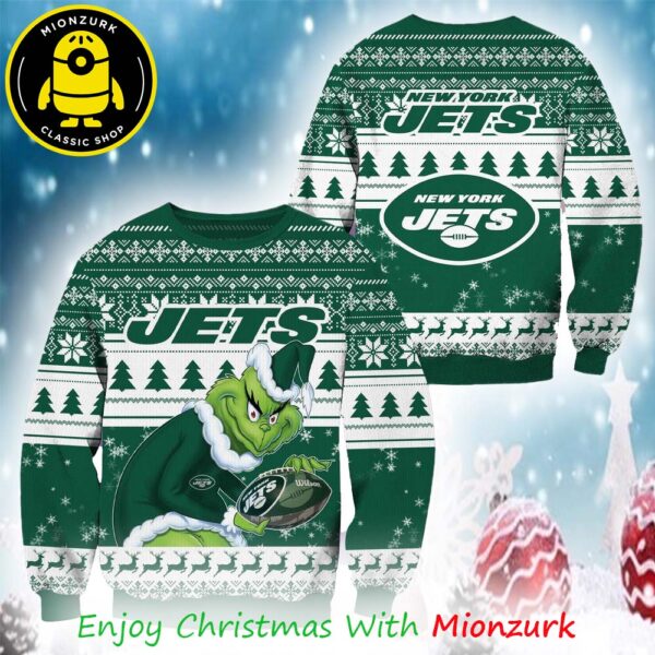 New York Jets NFL Football Grinch Christmas 2025 Ugly Sweater Gift For Fan