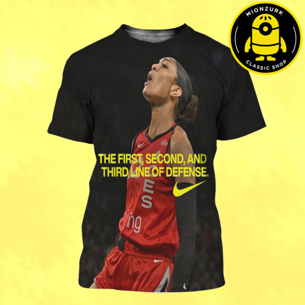 Nike A’ja Wilson Las Vegas Aces The First Second And Third Line Of Defense WNBA Co Dpoy Award 2025 All Over Print Shirt