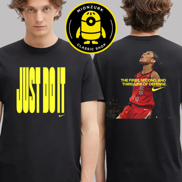 Nike A’ja Wilson Las Vegas Aces The First Second And Third Line Of Defense WNBA Co Dpoy Award 2025 Two Sided Unisex T-Shirt