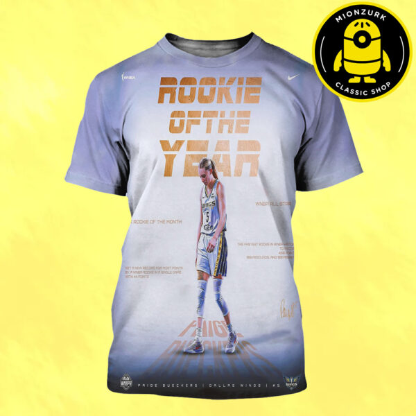 Paige Bueckers Dallas Wings Are Rookie Of The Year 2025 WNBA Nike Tribute All Over Print Shirt