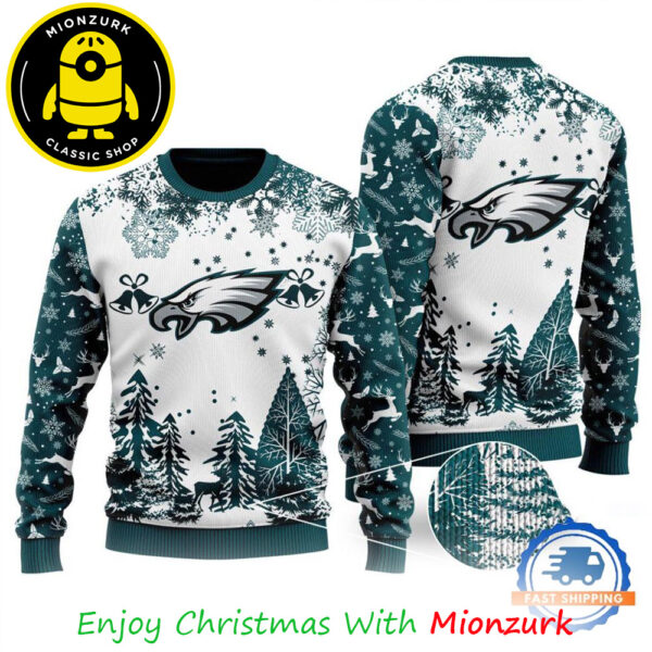 Philadelphia Eagles Logo Football Team NFL Special Xmas Tree Christmas 2025 Ugly Sweater For Fan