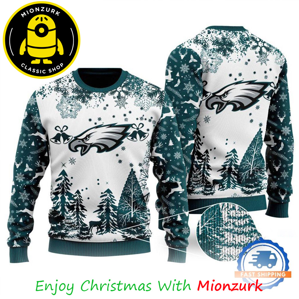 Philadelphia Eagles Logo Football Team NFL Special Xmas Tree Christmas 2025 Ugly Sweater For Fan