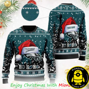 Philadelphia Eagles Symbol Wearing Santa Claus Hat 2025 Ugly Christmas Sweater