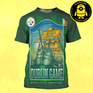 Pittsburgh Steelers Vs Minnesota Vikings Poster Matchup Dublin Game NFL On Sunday September 28 2025 All Over Print Shirt