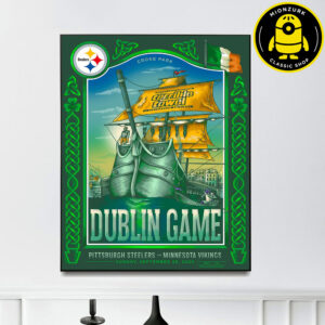 Pittsburgh Steelers Vs Minnesota Vikings Poster Matchup Dublin Game NFL On Sunday September 28 2025 Home Decor Poster Canvas
