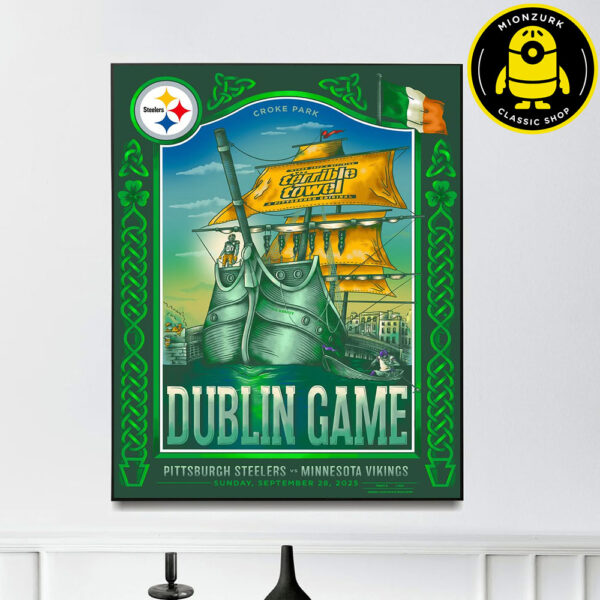 Pittsburgh Steelers Vs Minnesota Vikings Poster Matchup Dublin Game NFL On Sunday September 28 2025 Home Decor Poster Canvas