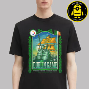 Pittsburgh Steelers Vs Minnesota Vikings Poster Matchup Dublin Game NFL On Sunday September 28 2025 Unisex T-Shirt