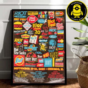 Riot Fest 2025 Parody Lineup Poster At Douglass Park Chicago On September 19 20 And 21 2025 Home Decor Poster Canvas