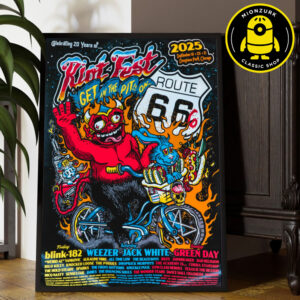 Riot Fest 2025 Route 66 Poster Line Up Celebrating 20 Year Of At Douglass Park Chicago On September 19 20 And 21 2025 Home Decor Poster Canvas