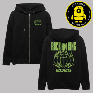 Rock Am Ring Festival 2025 Merch Burning Sphere At Nurburgring On June 6 To 8 2025 Two Sided Unisex Zip Hoodie
