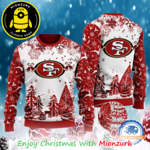 San Francisco 49ers Logo Football Team NFL Special Xmas Tree 2025 Christmas Ugly Sweater