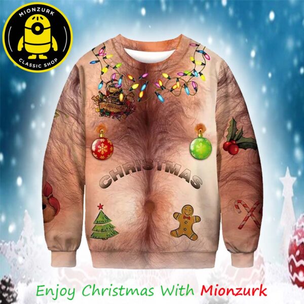 Santa’s Funny Hairy Ugly Body 2025 Chistmas Ugly Sweater For Men And Woman