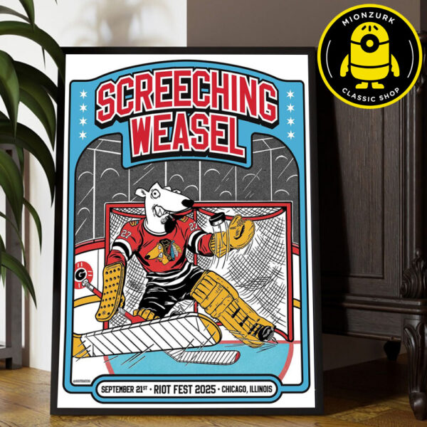 Screeching Weasel Event Poster In Chicago IL At Riot Fest 2025 On September 21st The Chicago Blackhawks Cover Artwork Home Decor Poster Canvas