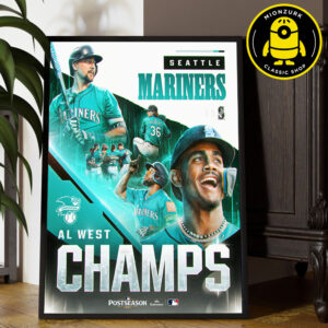 Seattle Mariners Are 2025 AL West Champs MLB Postseason Home Decor Poster Canvas