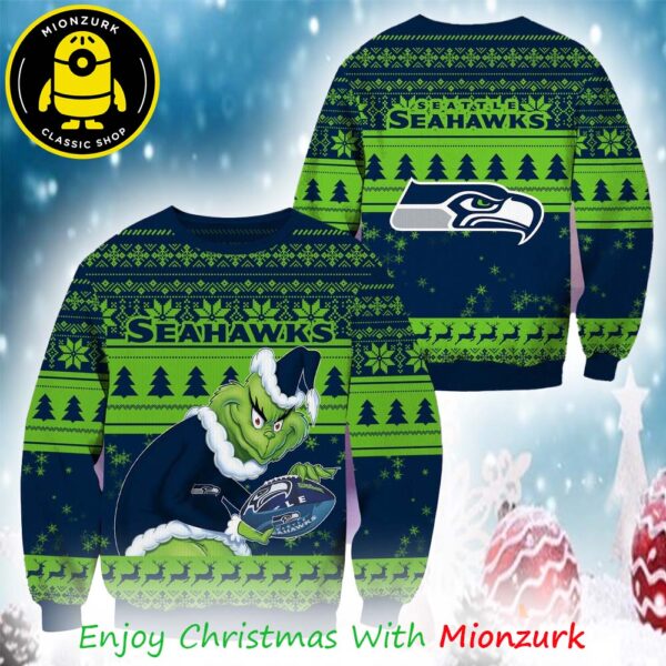 Seattle Seahawks Football Grinch 2025 Xmas Ugly Sweater