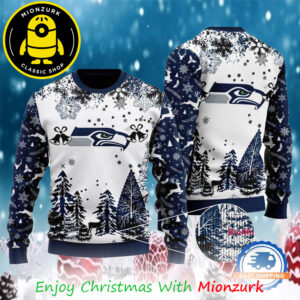 Seattle Seahawks Logo Football Team NFL Special Xmas Tree 2025 Christmas Ugly Sweater For Men And Woman