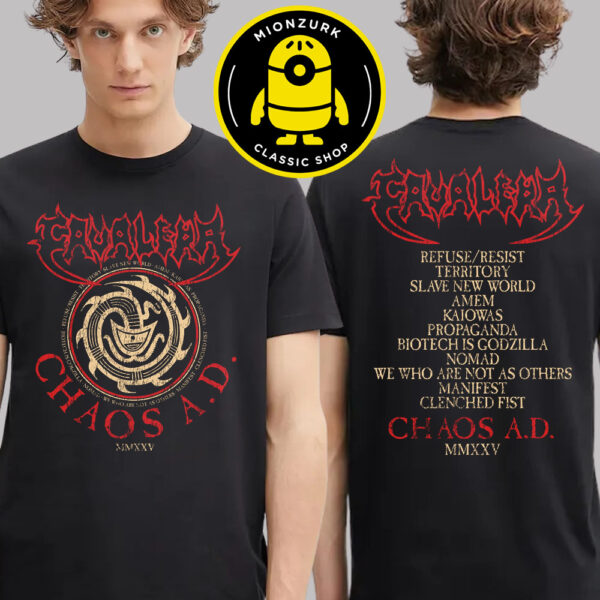 Sepultura Cavaleera Merch Tee Chaos AD 2025 Songs List Two Sided Unisex T-Shirt