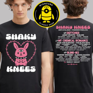 Shaky Knees Festival 2025 Merch Tee Bunny Lineup 2025 At Piedmont Park In Atlanta GA On September 19th To 21th 2025 Two Sided Unisex T-Shirt