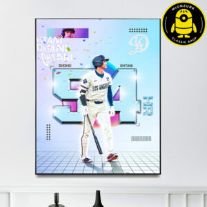 Shohei Ohtani Los Angeles Dodgers Reach 54 Homerun MLB 2025 Home Decor Poster Canvas