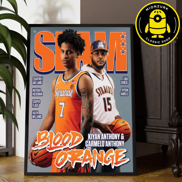 Slam 258 Cover Poster Kiyan And Carmelo Anthony Magazine Blood Orange Home Decor Poster Canvas