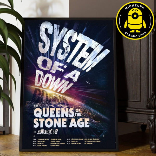 System Of A Down With Queens Of The Stone Age And Acid Bath Schedule Home Decor Poster Canvas