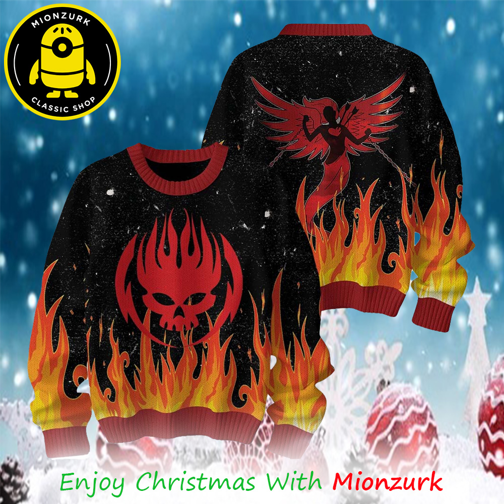 The Offspring Logo On Fire  2025 Ugly Christmas Sweater Gift For Holiday