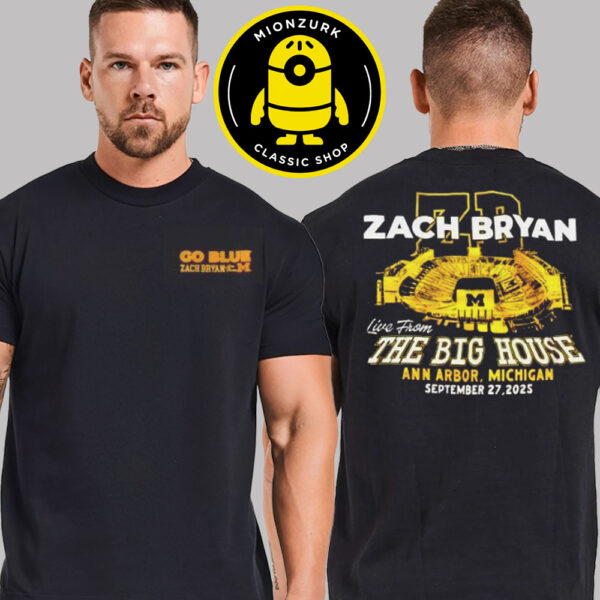 Zach Bryan X Michigan Wolverines Go Blue Live From The Big House Michigan Stadium In Ann Arbor MI On September 27 2025 Two Sided Unisex T-Shirt