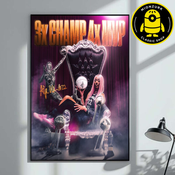 A’ja Wilson With The Las Vegas Aces Wins 2025 WNBA Championship Wall Decor Poster Canvas