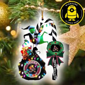 Arizona Coyotes NHL Grinch Candy Cane Custom Name Xmas Ornament