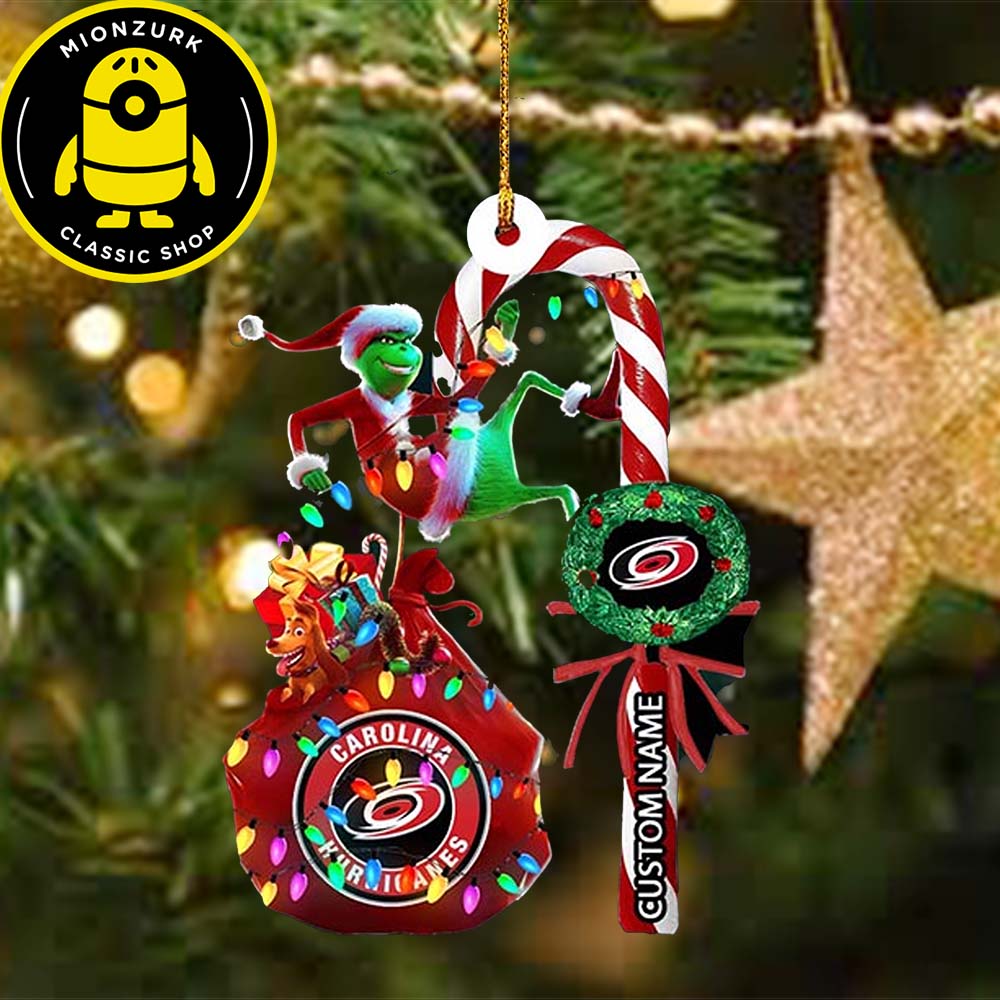 Carolina Hurricanes NHL Grinch Candy Cane Custom Name Xmas Gifts Ornament Carolina Hurricanes NHL Grinch Candy Cane Custom Name Xmas Gifts Ornament