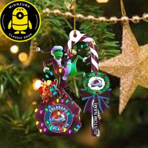 Colorado Avalanche NHL Grinch Candy Cane Custom Name Xmas Gifts Christmas Tree Ornament