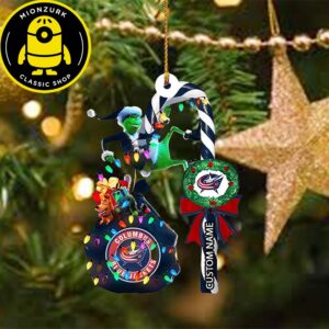 Columbus Blue Jackets NHL Grinch Candy Cane Custom Name Xmas Ornament