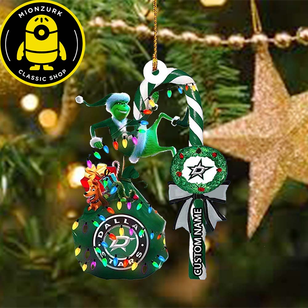 Dallas Stars NHL Grinch Candy Cane Custom Name Xmas Gifts Christmas Ornament Dallas Stars NHL Grinch Candy Cane Custom Name Xmas Gifts Christmas Ornament