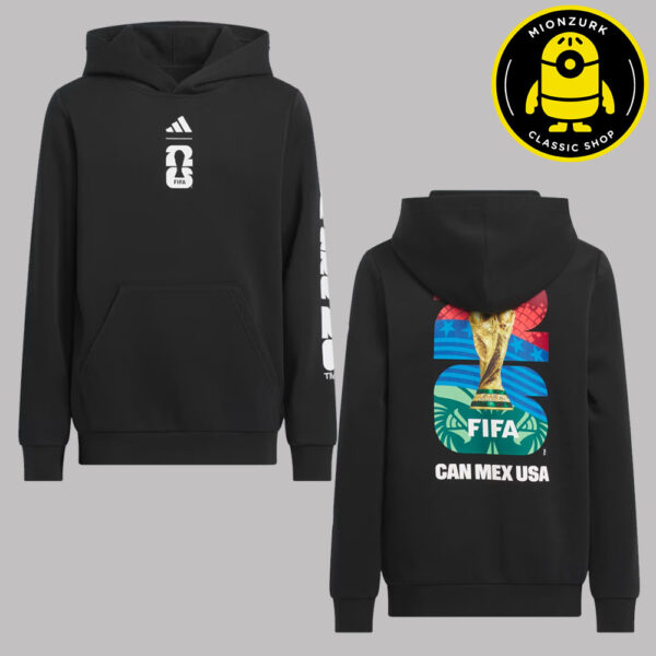 FIFA World Cup 26 Adidas Match Ball Graphic Can Mex USA 2026 Black Unisex Hoodie T-Shirt