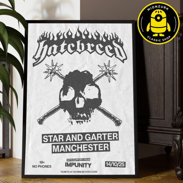 Hatebreed Event Poster In Manchester UK At Star And Garter Manchester On October 14th 2025 Home Decor Poster Canvas